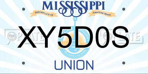 XY5D0S Mississippi License Plate