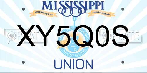 XY5Q0S Mississippi License Plate