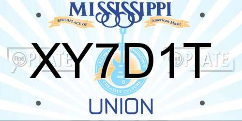 XY7D1T Mississippi License Plate