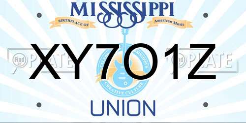 XY7O1Z Mississippi License Plate