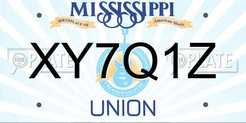 XY7Q1Z Mississippi License Plate