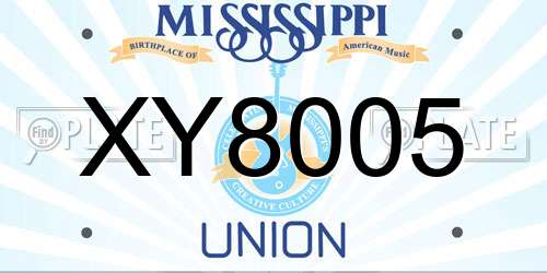 XY8005 Mississippi License Plate