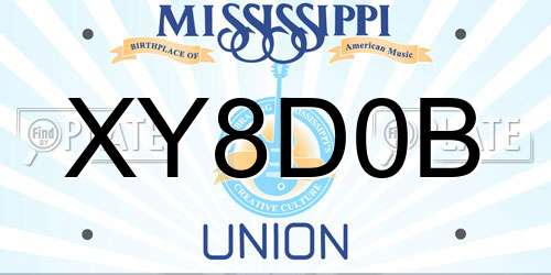 XY8D0B Mississippi License Plate