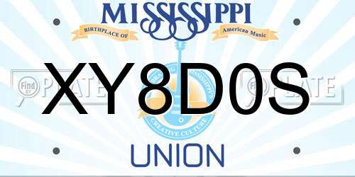 XY8D0S Mississippi License Plate