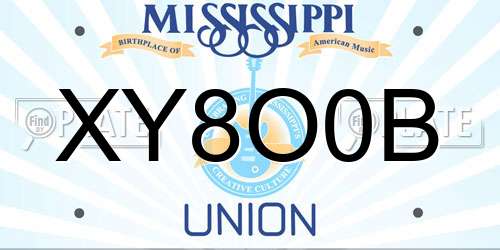 XY8O0B Mississippi License Plate