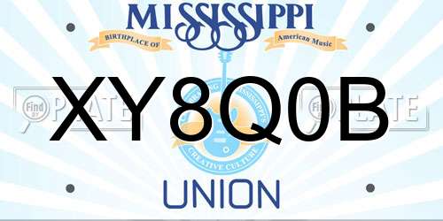 XY8Q0B Mississippi License Plate
