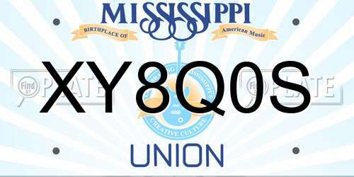 XY8Q0S Mississippi License Plate