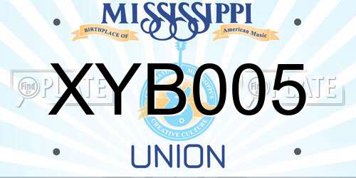 XYB005 Mississippi License Plate