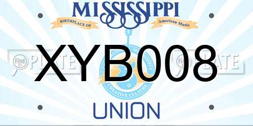 XYB008 Mississippi License Plate