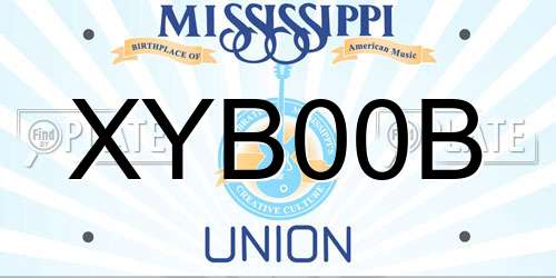 XYB00B Mississippi License Plate