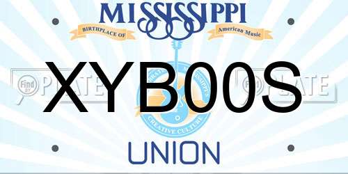 XYB00S Mississippi License Plate