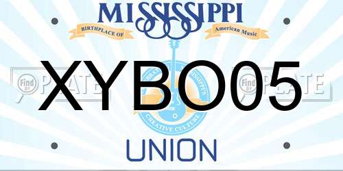 XYBO05 Mississippi License Plate