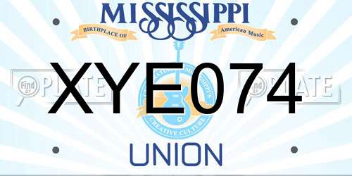 XYE074 Mississippi License Plate