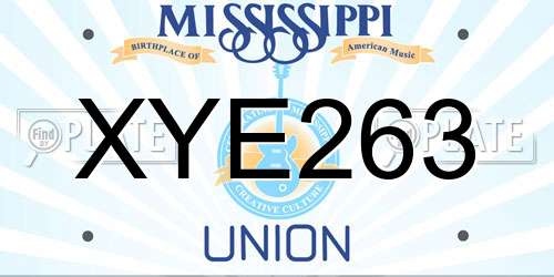 XYE263 Mississippi License Plate