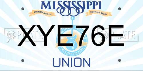 XYE76E Mississippi License Plate
