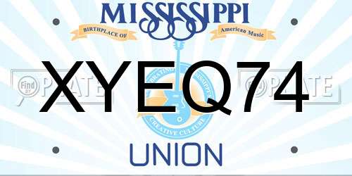XYEQ74 Mississippi License Plate