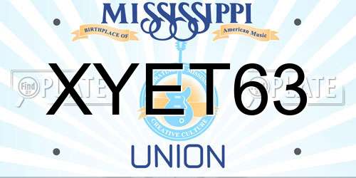 XYET63 Mississippi License Plate