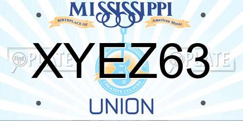 XYEZ63 Mississippi License Plate