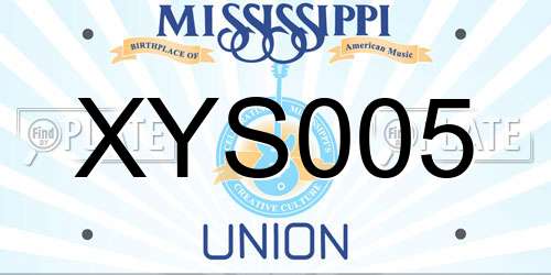 XYS005 Mississippi License Plate