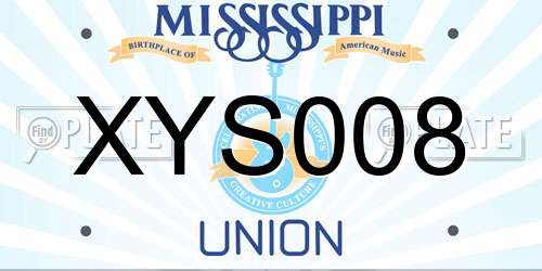 XYS008 Mississippi License Plate