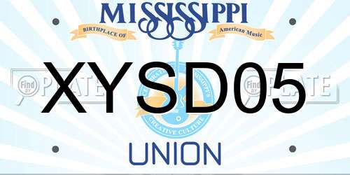 XYSD05 Mississippi License Plate