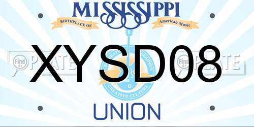 XYSD08 Mississippi License Plate
