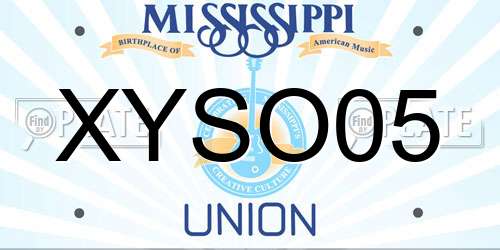 XYSO05 Mississippi License Plate