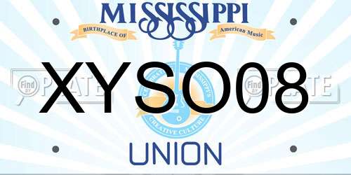 XYSO08 Mississippi License Plate