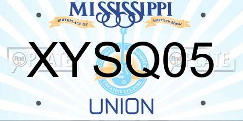 XYSQ05 Mississippi License Plate