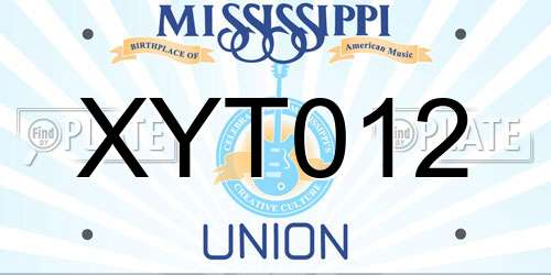 XYT012 Mississippi License Plate