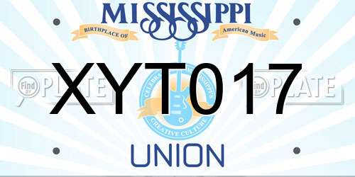 XYT017 Mississippi License Plate