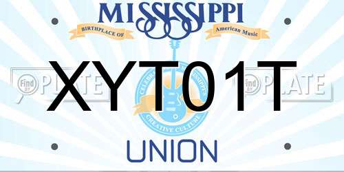 XYT01T Mississippi License Plate