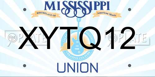 XYTQ12 Mississippi License Plate
