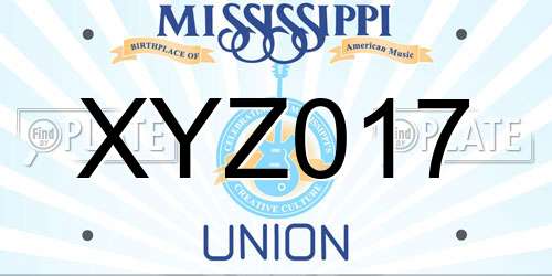XYZ017 Mississippi License Plate