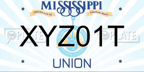 XYZ01T Mississippi License Plate