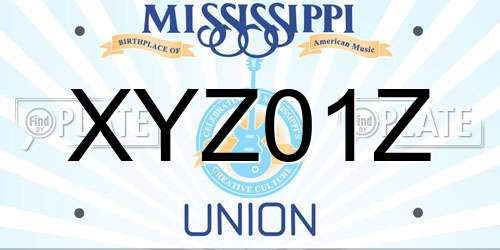 XYZ01Z Mississippi License Plate