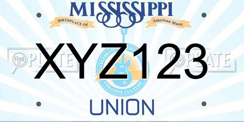 XYZ123 Mississippi License Plate