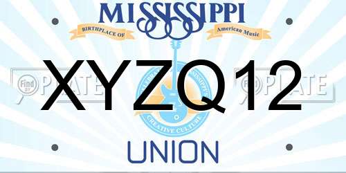 XYZQ12 Mississippi License Plate