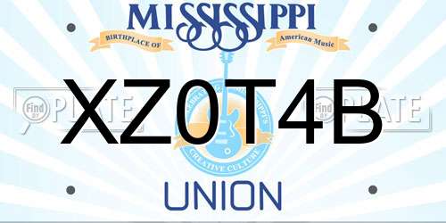 XZ0T4B Mississippi License Plate