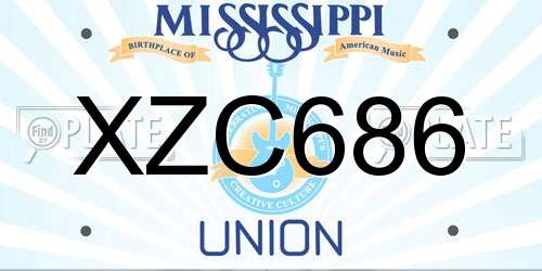 XZC686 Mississippi License Plate