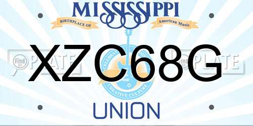 XZC68G Mississippi License Plate