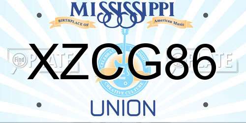 XZCG86 Mississippi License Plate