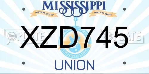 XZD745 Mississippi License Plate