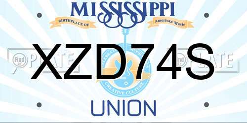 XZD74S Mississippi License Plate