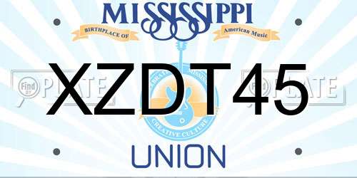 XZDT45 Mississippi License Plate
