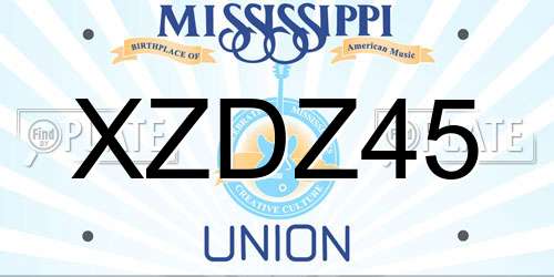 XZDZ45 Mississippi License Plate