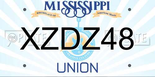 XZDZ48 Mississippi License Plate