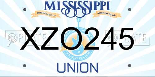 XZO245 Mississippi License Plate