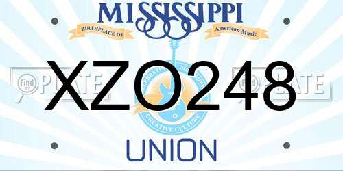 XZO248 Mississippi License Plate