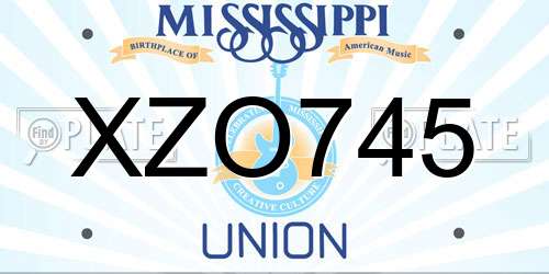 XZO745 Mississippi License Plate